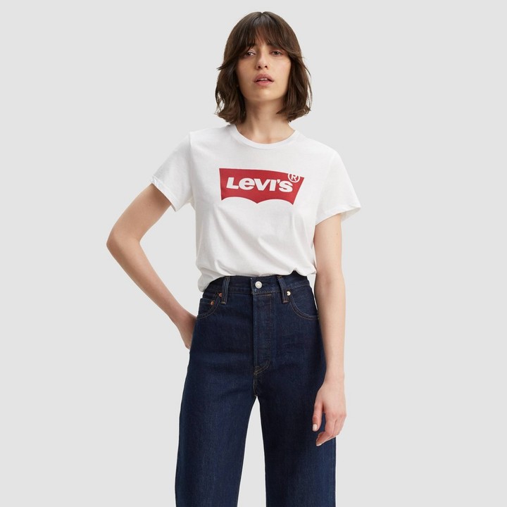Levi's Women's Perfect Logo Short Sleeve T-Shirt - White Company Logo XS -  ShopStyle