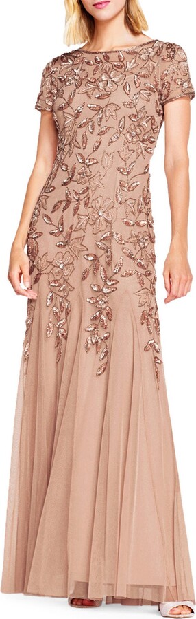 Adrianna Papell Women's Floral Beaded Godet Gown - ShopStyle Evening Dresses