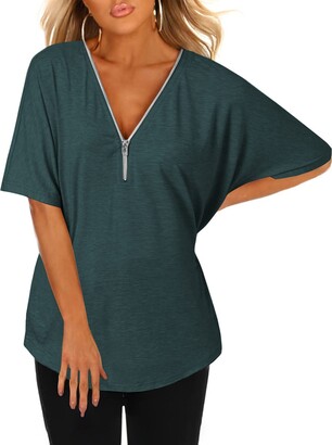 Aotifu 2019 Womens Oversize Casual Curved Hem Long Sleeve Solid Soft V-Neck T-Shirt Tops Side Slit Blouse