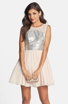 Thumbnail for your product : Way-In Sheer Yoke Fit & Flare Dress (Juniors)