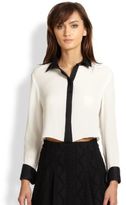 Thumbnail for your product : Alice + Olivia Rita Silk Cropped Shirt