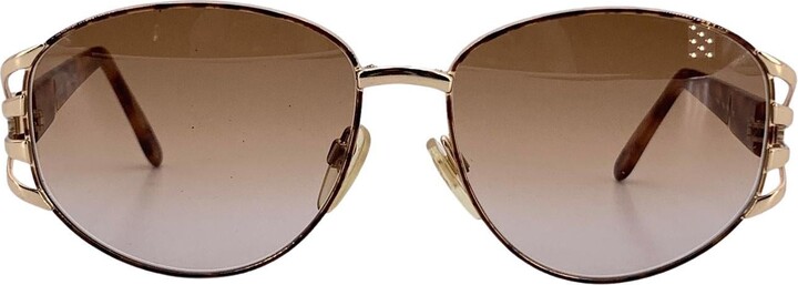 Valentino Garavani Valentino Vintage Gold Metal Oval Sunglasses Mod. V431 58/15 130mm