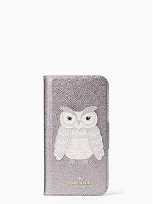 Kate Spade owl applique folio iPhone X case