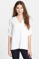 Thumbnail for your product : Chaus V-Neck Roll Sleeve Blouse