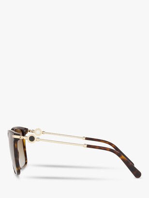 Bvlgari BV8222 Women's Polarised Square Sunglasses, Tortoise/Brown Gradient