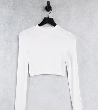 Collusion rib long sleeve t-shirt in white