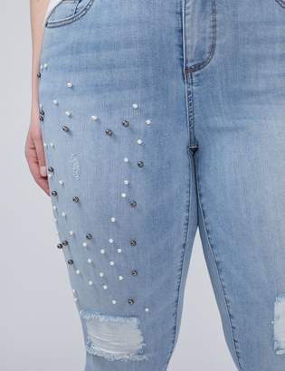 Power Pockets Super Stretch Skinny Ankle Jean - Faux Pearls