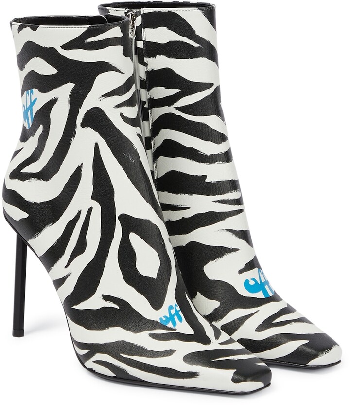 Off-White Allen zebra-print leather ankle boots