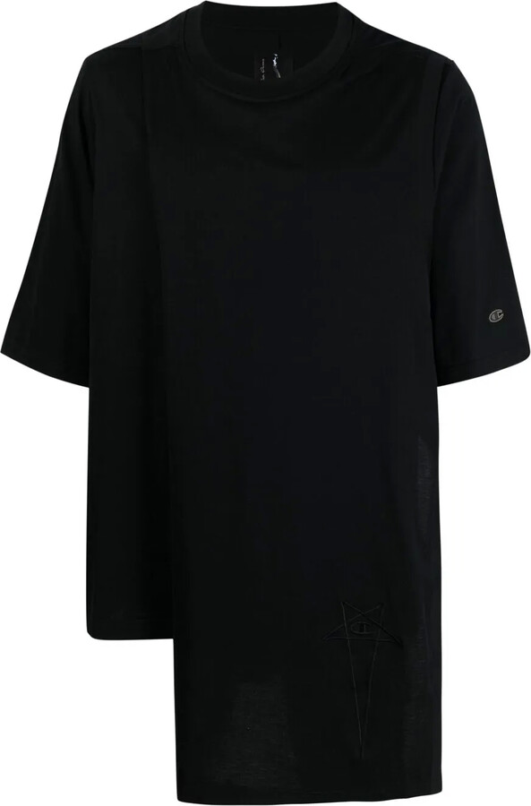 RICK OWENS X CHAMPION asymmetric short-sleeved T-shirt