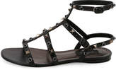 Thumbnail for your product : Valentino Garavani Rockstud Rolling Leather Flat Sandal, Nero