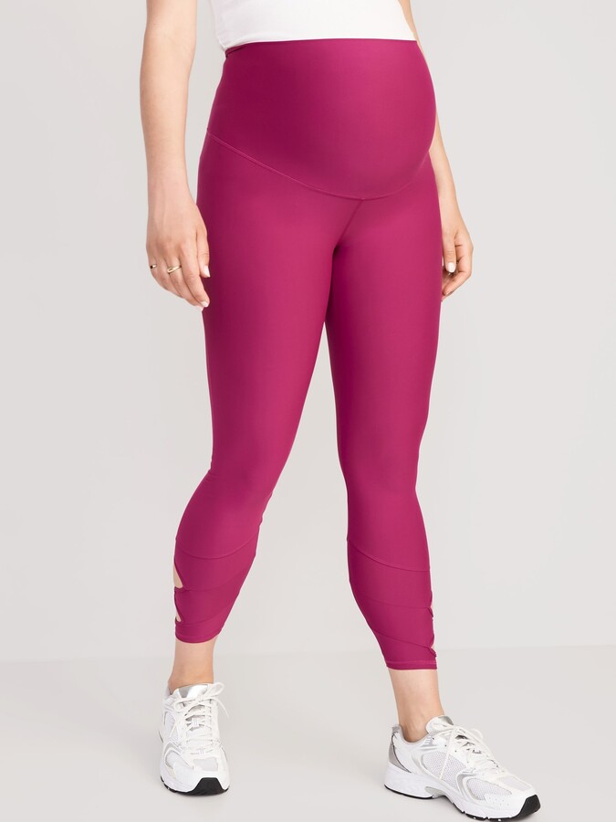 Old Navy Maternity Full-Panel PowerSoft Cutout 7/8-Length Leggings -  ShopStyle