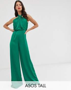 ASOS Tall EDITION Tall ruched halter neck jumpsuit