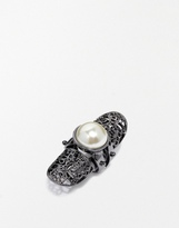 Thumbnail for your product : ASOS Filigree Articulated Ring With Faux Pearl