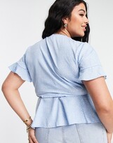 Thumbnail for your product : Vero Moda Curve wrap blouse in blue ditsy floral