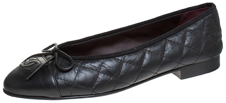 black quilted ballet flats