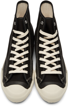 Y's Black & White High Cut Lace-Up Sneakers