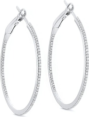Cosanuova In/Out Diamond Hoops In 18K White Gold Diameter 1.5Inch
