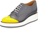 Thumbnail for your product : Angela The Office of Scott Cap-Toe Perforated Leather Oxford, Overcast