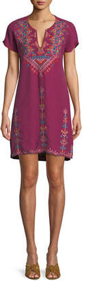 Johnny Was Veisia Embroidered Linen Tunic Dress, Plus Size