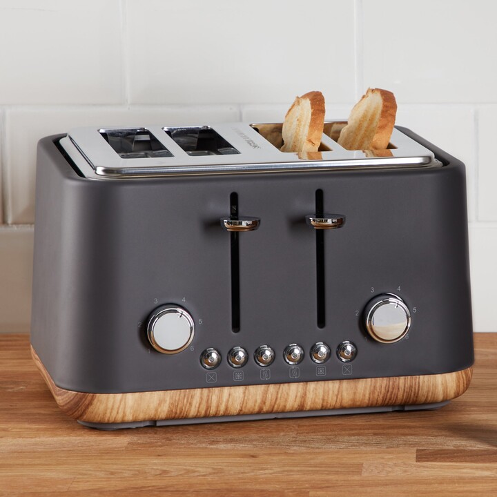 Dunelm Contemporary 4 Slice Matt Grey Toaster Grey and Brown ShopStyle