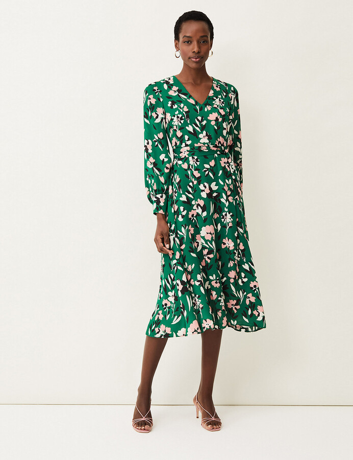 orange knee length dress