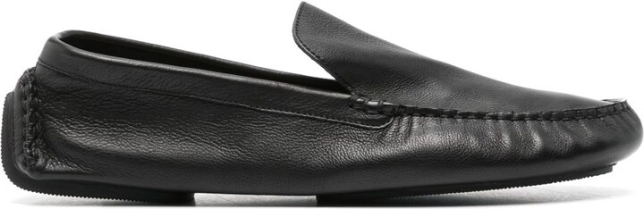 The Row Black Lucca Leather Loafers