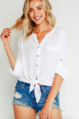 Olivaceous Stacy Button Blouse