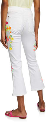 7 For All Mankind High-Waist Slim Kick Jeans with Embroidery