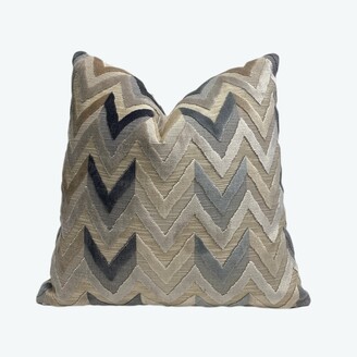 Etsy Taupe, Steel Blue, Gray, Chevron Velvet Throw Pillow Cover | Decorative Couch Lumbar