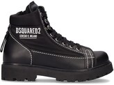 Thumbnail for your product : DSQUARED2 Logo print leather & nylon hiking boots