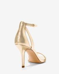 White House Black Market Gold Strappy Mid-Heel Sandals