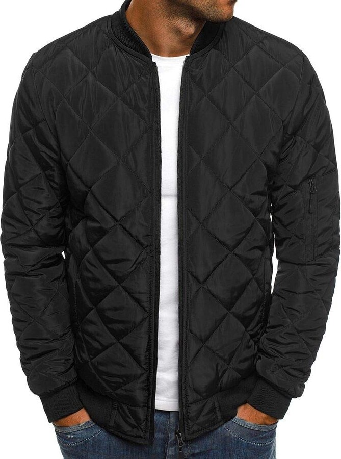 Makingda Mens Casual Warm Winter Work Jackets Comfy Thermal Bomber Jacket  Coats with Arm Zipper Pockets-Black-S - ShopStyle
