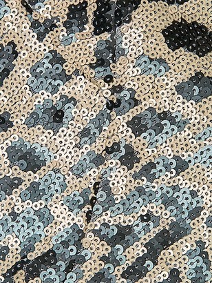 Rotate by Birger Christensen Alison Sequin Leopard Puff-Sleeve Mini Babydoll Dress