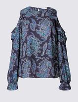 Thumbnail for your product : Marks and Spencer Ruffle Cold Shoulder Long Sleeve Blouse