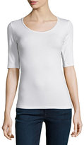 Thumbnail for your product : Neiman Marcus Majestic Paris for Soft Touch Half-Sleeve Scoop-Neck Top