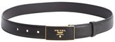Thumbnail for your product : Prada black saffiano leather logo plaque belt