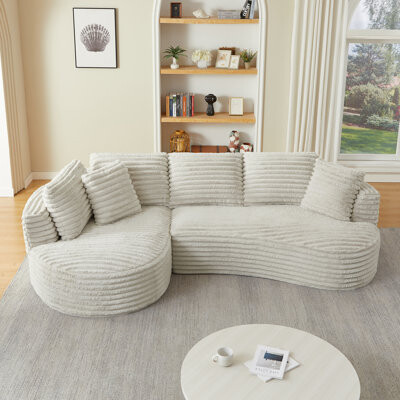 Everly Quinn Modern Curved L-Shape Luxury Sectional Oversized Sofa
