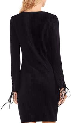 Vince Camuto Lace-Up Sleeve Ribbed Dress