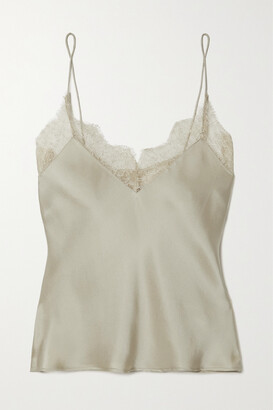 Anine Bing - Remi Lace-trimmed Silk-charmeuse Camisole - Neutrals