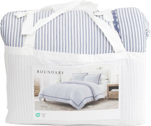 TJMAXX Otton Gauze Stripe Comforter Set With Ric Rac Border, Cotton/Polyester