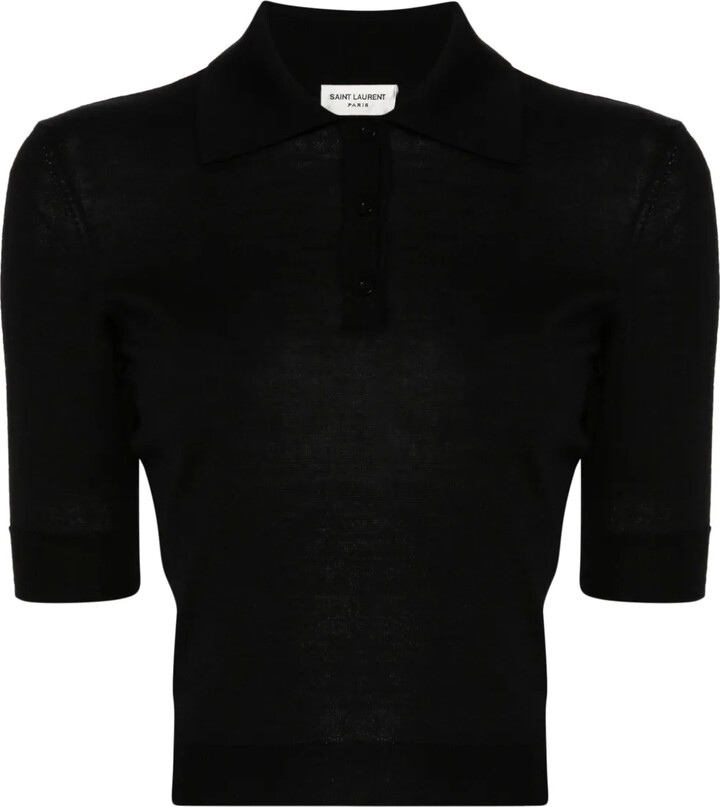 Saint Laurent Cassandre-embroidery polo top