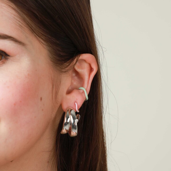ASTRID & MIYU Wave Mint Enamel Ear Cuff in Silver ShopStyle Jewellery
