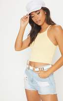 Thumbnail for your product : PrettyLittleThing Yellow Racer Neck Knitted Vest Top