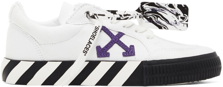 Off-White White & Purple Canvas Vulcanized Sneakers - ShopStyle