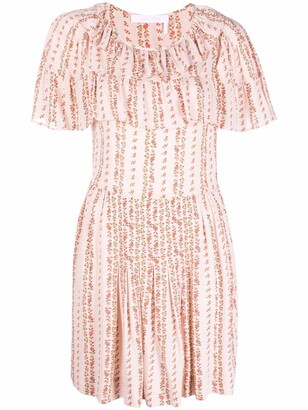 See by Chloe Floral-Print Cape-Like Mini Dress