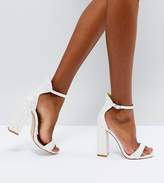 Thumbnail for your product : Laurèl Be Mine Bridal White Glitter Block Heeled Sandals