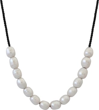 Freshwater Pearls With Obsidian Statement Long Necklace, Farra