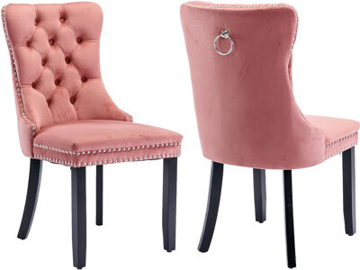 House of Hampton Muk Eiren Tufted Velvet Wing Back Side Chair Dining Chair