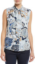 Thumbnail for your product : Tory Burch Tie-Neck Floral-Print Silk Top