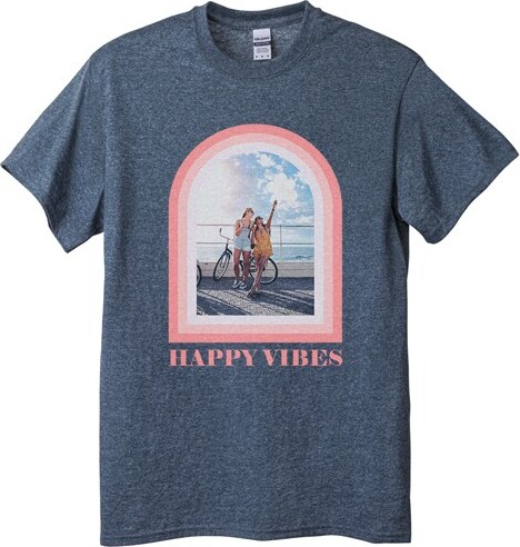 Shutterfly Custom Dark Heather T-Shirts: Boho Arch Border | Small | Customizable Front & Back | Pink |